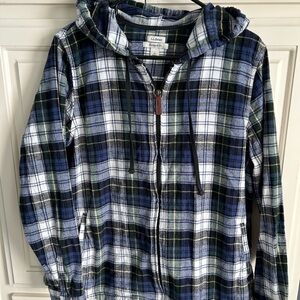 L.L. Bean Blue and Green Plaid Hoodie
